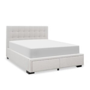 Lillian Stone Grey Queen Bed with 2 Drawers
